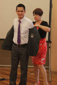 Josephine Ive demonstrating world-class butler service to  the students