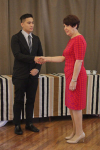 Josephine Ive demonstrating world-class butler service to    the students  (2)