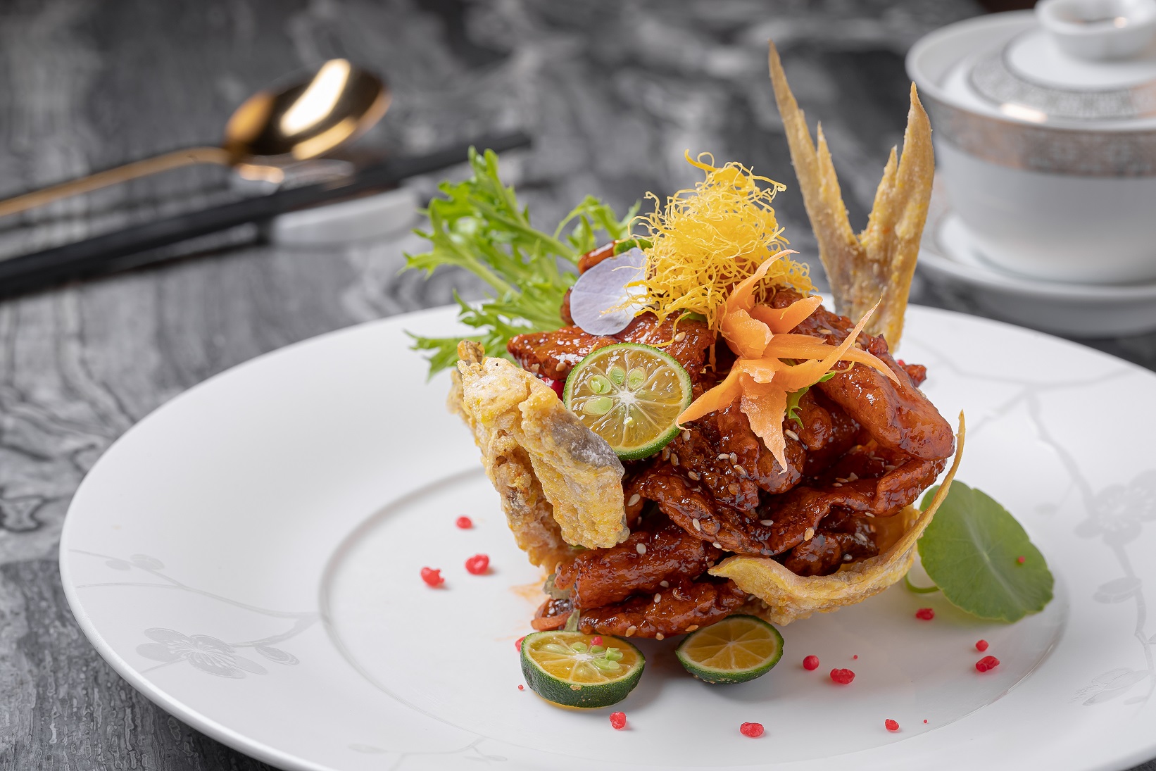 1. Crystal Dragon's Honey-glazed Silver Pompano Fillet with Zhenjiang Black Vinegar