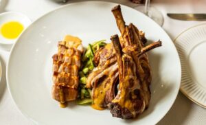 Finestra Lamb Rack & Pork with Fava Beans and Zucchini