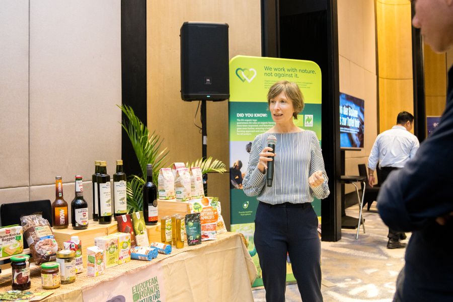Certified EU organic products display